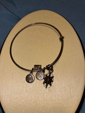 Alex and Ani Antique Gold Compass Charm Bangle Bracelet